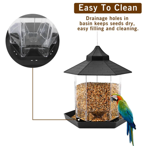 High-quality Classic Design <strong>Wild</strong> <strong>Bird</strong> Natureally Fill Tray Hanging Hexagon Shaped Roof Feeder for Garden Yard Outside Decoration - Product Image 3