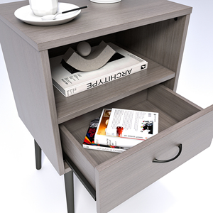 Comodino moderno con cassetto e ripiano aperto per camera da letto o soggiorno - Product Image 6