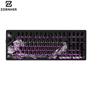 Clavier mécanique Zornher ZH980 noir Ukiyo-e pour l'e-sport, avec interrupteurs silencieux <span class=keywords><strong>Gateron</strong></span> PBT, rétroéclairage RVB, ergonomique - Product Image 1