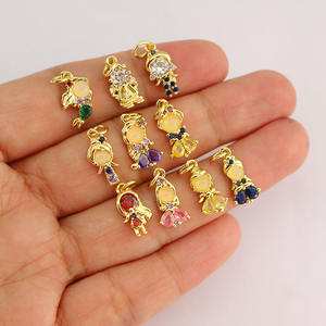 CZ8785 moda pequeño Mini pequeño 18K chapado en oro cuentos de hadas circón CZ Micro Pave princesa figura sirena chica encantos - Product Image 6