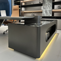 Ensemble de bureau et chaise de direction Tech Boss haut de gamme, moderne et classique, en MDF modulaire avec base en acier pour la maison/le bureau/l'appartement