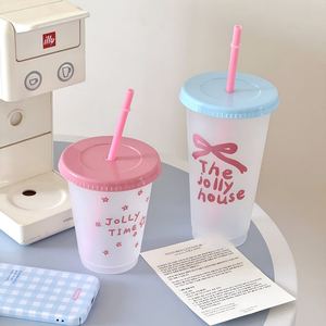Artículo Popular de Verano~ Taza de Café Reutilizable, Ecológica, Portátil, Linda, de Gran Capacidad, a Prueba de Fugas, con Pajita de PET Reciclable - Product Image 5