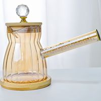 Service à thé en verre borosilicate de haute qualité avec couvercle en bambou et poignée latérale en bois d'élan, cafetière résistante à la chaleur