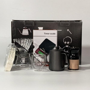 Coffret cadeau <span class=keywords><strong>café</strong></span> de voyage 9 pièces avec bouilloire <span class=keywords><strong>à</strong></span> col de cygne Balance numérique Tasse en verre <span class=keywords><strong>à</strong></span> double paroi Serveur en verre <span class=keywords><strong>Moulin</strong></span> <span class=keywords><strong>manuel</strong></span> - Product Image 4