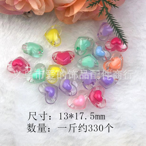 <b>Candy</b> Beads Double Heart Acrylic Beads 13x17mm For DIY Jewelry Making Childrens Bracelet <b>Necklace</b> Craft Supplies - Product Image 2