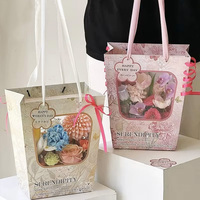 Sac à main double face TAN style peinture à l'huile française, sac fourre-tout pour bouquet, emballage cadeau pour fleurs fraîches, matériel floral DIY blanc