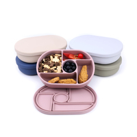 Vente en gros de boîte à lunch Bento en silicone anti-fuite de qualité alimentaire, écologique Boîte à lunch monocouche Récipient alimentaire avec 5 compartiments