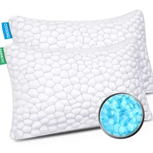 Almohada de Cuello Trust em travesseiros de cama de bambu para dormir, travesseiros de fibra de memória desfiada para refrigeração de têxteis