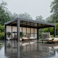 Pergola bioclimatique motorisée en aluminium - Gazebo de jardin extérieur avec balcon, design écologique