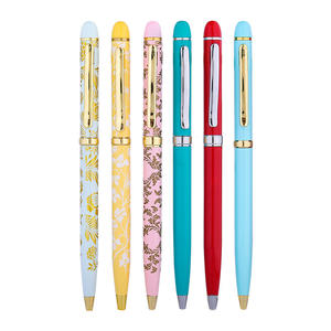 Stylo à bille promotionnel en métal de luxe, transfert thermique, impression intégrale, avec logo personnalisé, motif floral coloré, cadeau - Product Image 1
