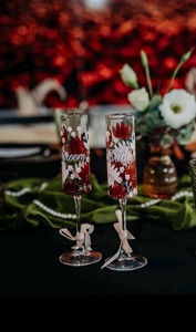 Mug en verre personnalisé avec motif floral peint <span class=keywords><strong>à</strong></span> la main, noms personnalisés, isolé, compatible lave-vaisselle et micro-ondes, cadeau d'anniversaire - Product Image 6