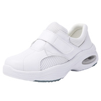 Chaussures d'été respirantes blanches à semelle souple avec fermeture auto-agrippante, anti-odeur, médicales, fines, polyvalentes, à coussin d'air, baskets pour femmes