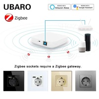 Prise murale intelligente UBARO Tuya Zigbee 3.0 EU Schuko 16A avec port de charge USB Type-C, surveillance de la consommation d'énergie, commande vocale Alexa Google