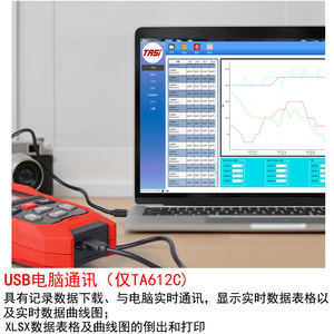 เทอร์โมมิเตอร์เทอร์โมคัปเปิลชนิด K ของ Teans, เทอร์โมมิเตอร์แบบสัมผัสพื้นผิวแม่พิมพ์อุตสาหกรรม รุ่น TA612A/B/612C - Product Image 2