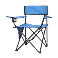 Chaise pliante de camping pour parc de loisirs en plein air avec porte-gobelet, sangle d'épaule et accoudoirs, mobilier d'extérieur carré en acier au carbone et tissu Oxford