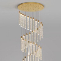 Lustre d'escalier en cristal K9 de luxe minimaliste, à LED dimmable, pour villa et cage d'escalier – Vente directe usine
