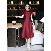 Robe mi-longue petite taille, coupe trapèze à la française, taille, couleur, tissu, étiquette de col, étiquette de matière personnalisables