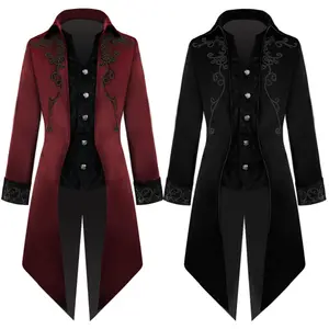 BAIGE-abrigo gótico victoriano para Cosplay, traje de esmoquin largo Steampunk, chaqueta Medieval, traje de Cosplay de Halloween