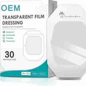 Apósito transparente para fijación de cánulas IV, 4" x 4.75", caja de 30, vendas impermeables para natación, ducha y heridas - Product Image 1