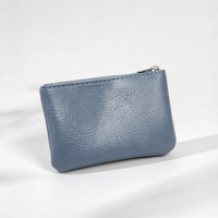 Porte-monnaie mini personnalisé en cuir PU pour femme, avec logo estampé à chaud, grain de galet, fermeture éclair, petit portefeuille pour cartes, idéal pour un cadeau