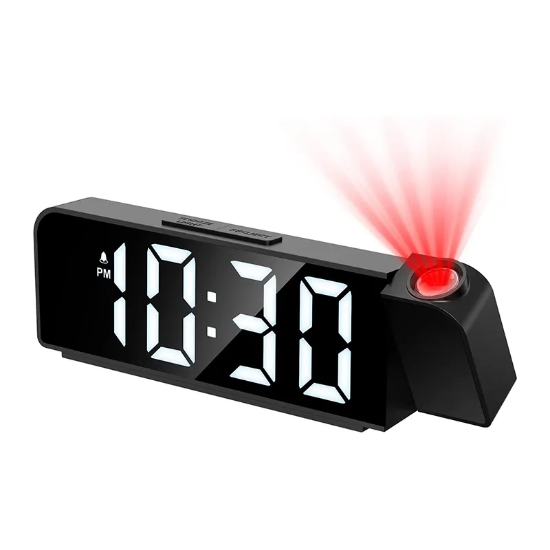 Best Seller masaüstü elektrikli dijital projeksiyon Mini ışık Alarm masa ayna LED saat zaman projektör ile