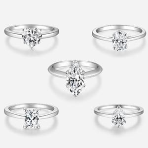 Hot Sale Frauen Silber Moissan ite Fine Jewelry Probe Verlobung Marquise Cut 1ct 2ct 3ct Moissan ite Hochzeit Fingerringe Set - Product Image 2