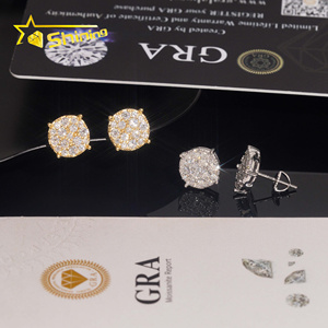 USA Warehouse Fast Shipping Sterling Silver 925 Iced Out VVS Moissanite Lb Diamond <strong>Fine</strong> Jewelry Stud <strong>Earrings</strong> - Product Image 6
