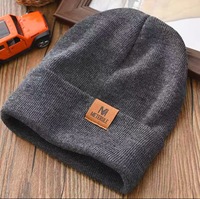 Bonnet en laine jacquard unisexe automne/hiver avec logo lettre et couleur unie pour adultes – Chaleur décontractée pour l'extérieur