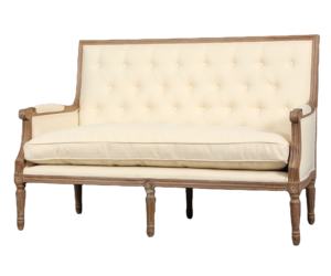 クラシック2人乗り無地木製ソファボタンバックアンティーク - Product Image 1