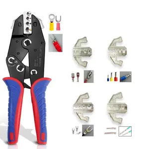 Krimpgereedschapset Multifunctionele Ratelende Draad Crimper Kit Voor Geïsoleerde Terminals Ferrule Draad Einde Open Loop Terminals