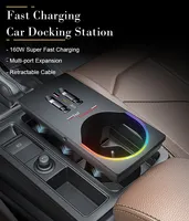 Station d'accueil Vtear pour voiture, câble de charge rapide rétractable 65W, hub, pièces de décoration intérieure, accessoires automobiles pour Audi Q3 f3 2019-2026