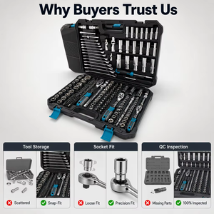 Wholesale 216pcs Mechanical <b>Tool</b> Box Hand <b>Tool</b> Kit Mixed Wrenches 1/2" 1/4" 3/8" Socket <b>Set</b> Garage Auto Repair <b>Tool</b> <b>Set</b> OEM ODM - Product Image 3