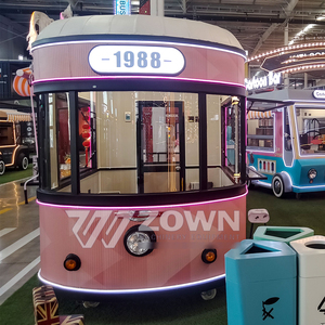 รถขายอาหารสไตล์เรโทรสีชมพู ปี 1988 ไฟ LED ออกแบบโลโก้ตามสั่ง รถเข็นขายกาแฟและเบเกอรี่เคลื่อนที่ - Product Image 2