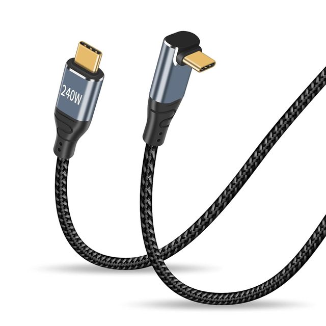 90 Degree Type C to Type C Cable 3.3FT/1M 240W USB C Charging Cord PD 3.1 E-Mark Smart Chips for Laptops Tablets Charger