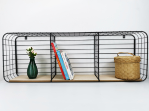 Estante flotante de metal para decoración de sala de estar, repisa <span class=keywords><strong>cuadrada</strong></span> montada en la pared de madera de 3 niveles - Product Image 4