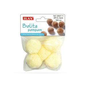 Pompon in Lana 3,5 Cm Colore Crema per Decorazioni Artigianali - Product Image 2