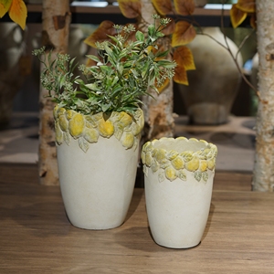 Moderno <span class=keywords><strong>Atr</strong></span> Deco cemento limón Mesa decoración florero abstracto hormigón maceta con patrón de planta - Product Image 3