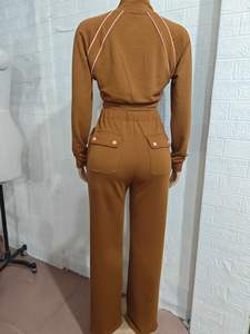 Pakaian Wanita Musim Gugur dan Dingin Terbaru, Setelan 2 Potong Jaket Crop dan Celana Olahraga, Setelan Kasual Dua Potong, Celana Jogger, Pakaian Wanita - Product Image 5