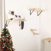 Étagère murale pour chat Petop en bois massif, perchoir flottant avec tapis à gratter en sisal, mobilier moderne, ensemble d'escalade gain de place