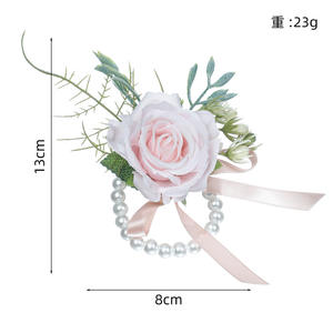 Pulsera <span class=keywords><strong>de</strong></span> Flores Artificiales Personalizada para Boda, Graduación, Día <span class=keywords><strong>de</strong></span> San Valentín, Pascua, en Azul, Rosa <span class=keywords><strong>y</strong></span> Rojo, con Cinta para Novia <span class=keywords><strong>y</strong></span> Damas <span class=keywords><strong>de</strong></span> Honor - Product Image 6
