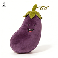 Coussin en peluche aubergine violet vif - Coussin décoratif doux en forme de légume - Décoration alimentaire unique pour chambre d'enfant
