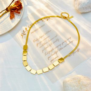 Geometric Gold Necklace Square Chain Party Jewelry Heavy Duty Metal Link Design - Product Image 3