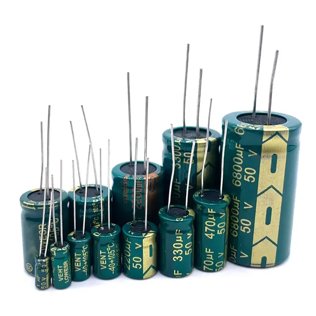 High Frequency Electrolytic Capacitor 6.3V to 450V 22UF to 2200UF Low ESR Aluminum Capacitor 6.3V 10V 16V 25V 35V 50V 400V
