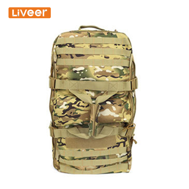 Liveer Oxford Polyester Multiple Pockets Tactical Camo Backpack Molle Frame Waterproof Physiological Curve Back Rucksack Hiking