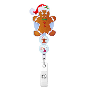 Porte-badge rétractable en acrylique de Noël en gros, motif Père Noël et Bonhomme de neige, pour cartes d'identité – Accessoire pour sapin de Noël - Product Image 1