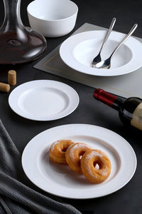 أدوات مائدة من الزجاج الأوبالي على الطراز الأوروبي، أطباق وأوعية وأكواب زجاجية بيضاء - للاستخدام المنزلي والفنادق والمطاعم، آمنة للاستخدام في الميكروويف وغسالة الأطباق - Product Image 2