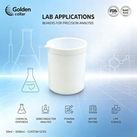 Bécher de laboratoire en PTFE gradué de 50 ml à 10 000 ml avec poignée, bec verseur et couvercle, haute pureté, résistant aux produits chimiques, pour laboratoire