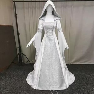 2024 Halloween <strong>Medieval</strong> Retro <strong>Wedding</strong> <strong>Dress</strong> with Hood and Waist - Product Image 4