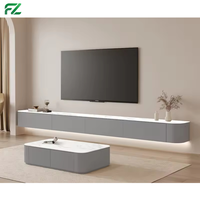 Meuble TV mural moderne suspendu en aluminium alvéolé et table basse combinée pour salon d'appartement, rangement écologique
