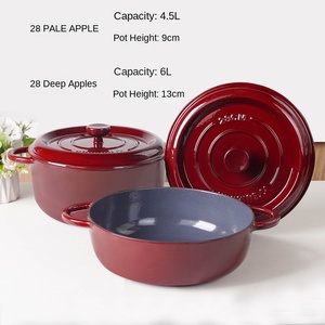 Casserole en <span class=keywords><strong>fonte</strong></span> émaillée de 28 cm, grande capacité, antiadhésive, pour soupes et ragoûts, usage domestique - Product Image 2